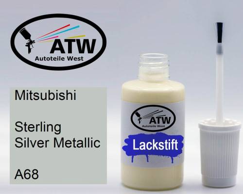 Mitsubishi, Sterling Silver Metallic, A68: 20ml Lackstift, von ATW Autoteile West.